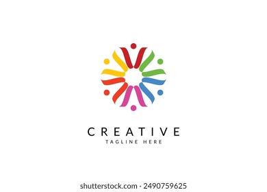 People logo, Team work, social network icon or logo, Human symbol, colorful logo.