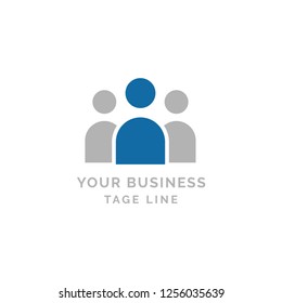 People Logo Template. Creative people logo design template with circle. Three happy motivated people in a round colorful logo