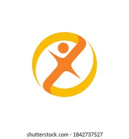 People logo template. Human in circle shape flat logo template suitable for health care, fitness sport, childcare, education school and consulting company