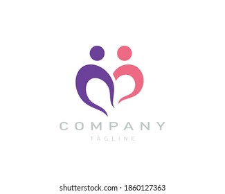 People logo template isolated on white, concept of care and protect people or family support