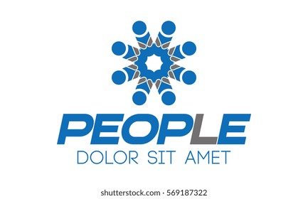 People logo template isolated on white background. Group or organization concept