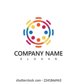 People Logo Template, Social Media Network Icon