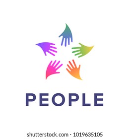 People logo template. Social relationship icon creative sign. Colorful symbol for business isolated. Human connection, media network or teamwork concept, vector illustration.
