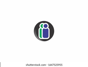People logo template. Vector icon with black round concept