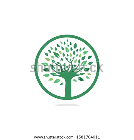 People logo tree logo vector design. Healthy person people tree eco and bio icon human character icon nature care symbol.	