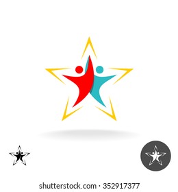 People logo. Two rising human silhouettes in a shape of star.