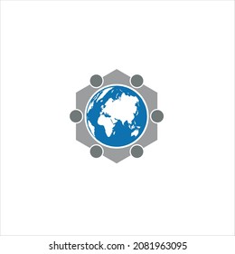 people logo vector global abstract template