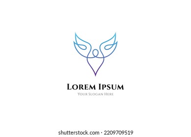 People logo with wings shape in continuous line design style