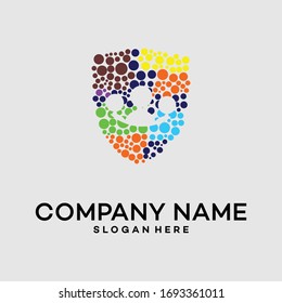 Logotipo de personas,Plantilla de diseño de logotipos People Shield - Vector.