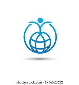 People logos unite the world. Images of globe and people embracing for the foundation and community logos