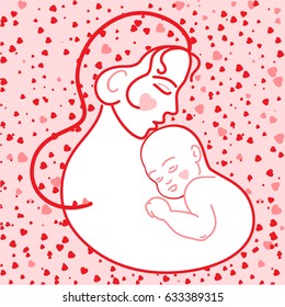 People logos.mother.madonna,saint mary silhouette baby jesus love logo,icon. Breastfeeding.Pregnant,expectant mother woman,symbol.Card Happy Mothers Day.Mother child.maternity.Vector illustration