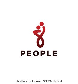 People logo.Symbol of partnership cooperation agreement. Family teamwork support icon concept.