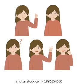 People with long hair in various poses and facial expressions