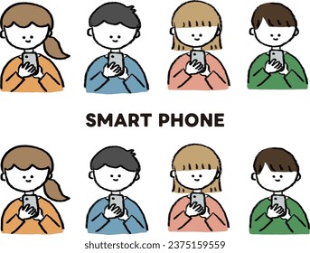 Menschen, die Smartphone-Kollektion ansehen