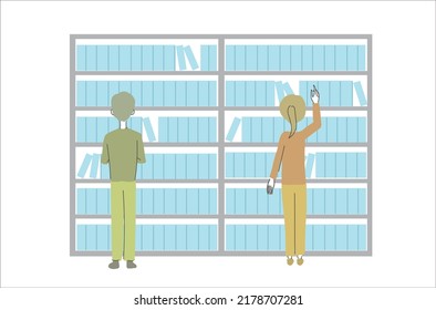 People looking for books in the library vector