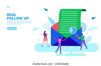 people looking and discussing mail flat vector illustration