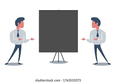 Gente mirando un cartel vacío. Diseño plano de ilustración de vector