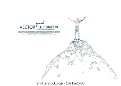 People Looking Into The Distance From A High Point, Connected By Dotted Lines, Vector Illustrations.