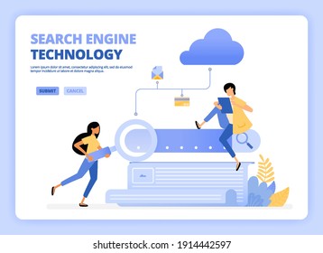 People looking for keyword for search engine optimization or seo. Woman looking keywords for ads. Designed for landing page, banner, website, web, poster, mobile apps, homepage, flyer, brochure