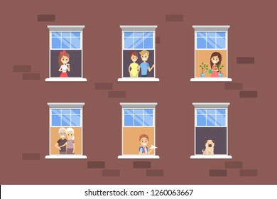 5,510 Apartments windows people cartoon Images, Stock Photos & Vectors ...