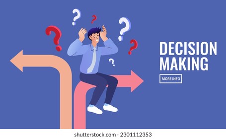 People looking for a path that helps him achieve his goals. Man chooses solution. Business decision making. career path. Finding the Right Option. flat vector illustration.