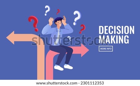 People looking for a path that helps him achieve his goals. Man chooses solution. Business decision making. career path. Finding the Right Option. flat vector illustration.