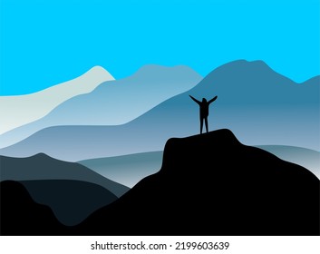 gente mirando el paisaje en el diseño vectorial de las montañas