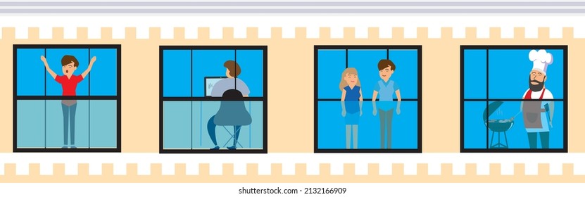 People Looking Through windows during Lockdown
