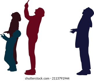 People Looking Silhouette Vector Stock Vector (Royalty Free) 2113791944