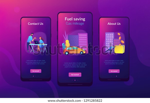 People losing money by using gas fuel cars.\
Fuel saving and gas mileage landing page. Fuel economy and\
efficient green eco friendly engine technology. Mobile UI UX GUI\
template, app\
interface.