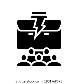 People Lost Job Glyph Icon Vector. People Lost Job Sign. Isolated Contour Symbol Black Illustration