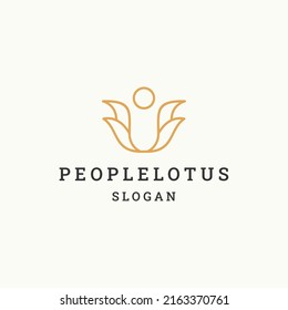 People lotus logo icon flat design template 