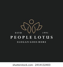 People lotus logo vector icon illustration hipster vintage retro