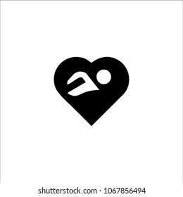 people love black swimming vector logo
