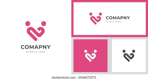 people love care and health Heart logo icon design for Charity and support vector concept and happy life vector logo symbol