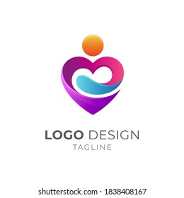 People love care logo with 3d shape gradient color