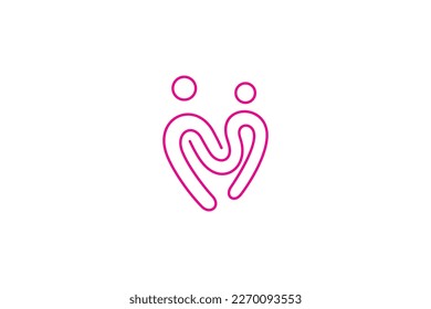 people love care logo in continuous line design style