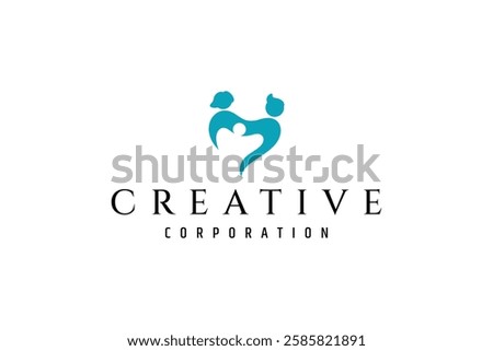people love care logo in flat design style