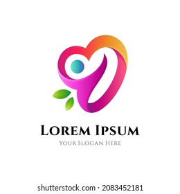 People love care logo with gradient color style