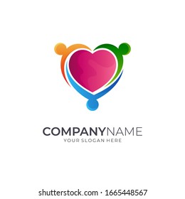 People love care logo. Modern charity icon. Human heart logo template
