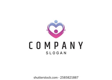 people love care logo with modern color gradient flat design style