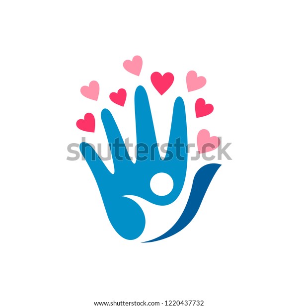 People Love Care Logohandpalm Human Silhouette Stock Vector (Royalty ...