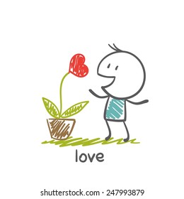 people love to grow plants with heart illustration