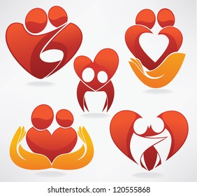 people in love, happy family vector symbols collection