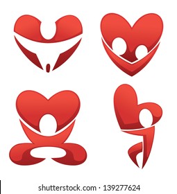 people in love, happy family vector symbols collection