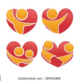 people in love, happy family vector symbols collection