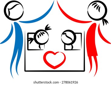 people and love with home icon