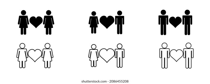 People love icons. Vector set isolated on white background.