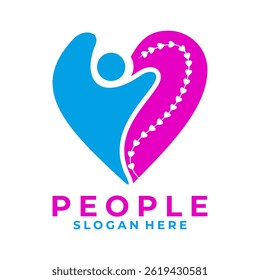 People Love logo design vector template. Children Happy icon vector