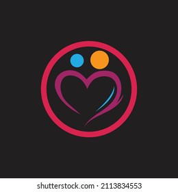 people and love  logo illustration design template in black background
